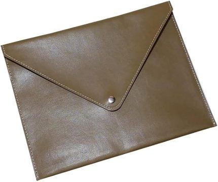 PU Deri A5 KÜÇÜK BOY Dosya Klasörü Belge Tutucu Su Geçirmez Portföy Zarf Dosya Klasör Kılıf A5 Çıtçıtlı Dosya 19,5X24,7 CM - VİZON