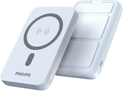 MagSafe İle Uyumlu Kablosuz Powerbank, 5000 mAh, Taşınabilir Şarj Cihazı, Stand Özellikli, USB-C ve USB-A Çıkışlı, Hızlı Şarj, Li-Po, DLP9701C, Akım Korumalı, (Beyaz)