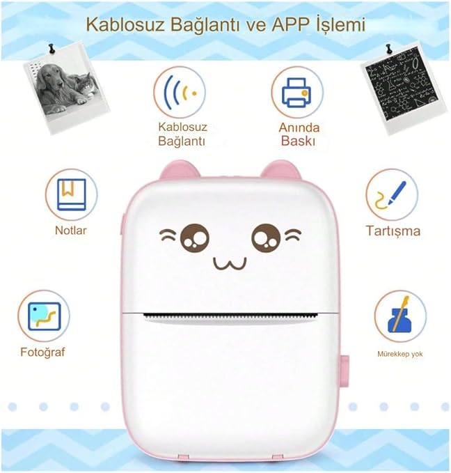 Yazıcı Taşınabilir,Mobil Fotoğraf Yazıcısı,Taşınabilir Mini Fotoğraf Yazıcısı,Kablosuz Fotoğraf Yazıcısı, Termal Yazıcı, Akıllı Telefon Bluetooth Yazıcı - Görsel 5