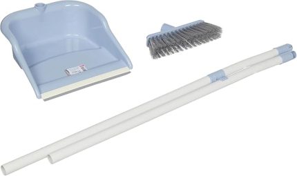 Plastik Saplı Faraş Takımı (Süpürge ve Kürek) (Açık Mavi)