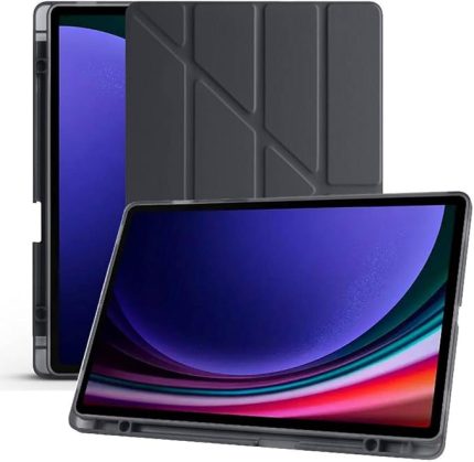 Galaxy Tab S6 Lite 2024 P610 P617 P620 10.4 Kalem Bölmeli, Smart Cover, Stand Özellikli, Pu Deri Koruyucu Kılıf (S Pen Uyumlu) (Siyah)