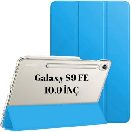 Galaxy Tab S9 FE X510 X516 X518 ile uyumlu Kılıf PU Deri Smart Standlı Case Mavi