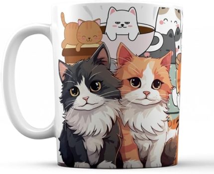 Kediler Renkli Porselen Kupa Bardak