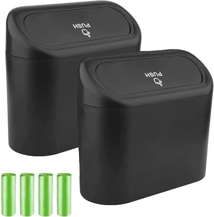 2 Parça Küçük Araba Çöp Kutusu, Evrensel Taşınabilir Mini Araç Çöp Torbası İle Ev, Ofis, Mutfak İçin