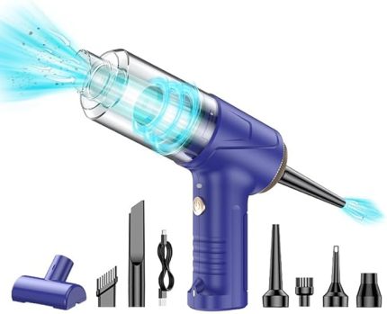 Araba Süpürgesi Dahili Işıklı Taşınabilir Kablosuz, Şarj Edilebilir Süpürge, 18000 PA Yüksek Güçlü Fırçasız Motor, 4000mAh, Ev, Ofis, Bilgisayar için Çoklu Başlıklı LT-145 Lacivert