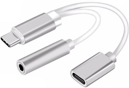 HY-XO40 Gri TypeC to 3.5 jack+TypeC Metal Çevirici