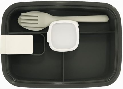 Lunchbox Yemek Kabı – Sızdırmaz, Taşınabilir ve Sağlıklı Saklama Kutusu | Çatal Kaşık Bölmeli | Gıda Dostu (GRİ)