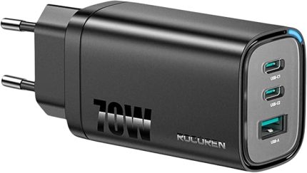 70W GaN Şarj Cihazı Type-C ve USB-A 3-Portlu Hızlı Şarj Aleti