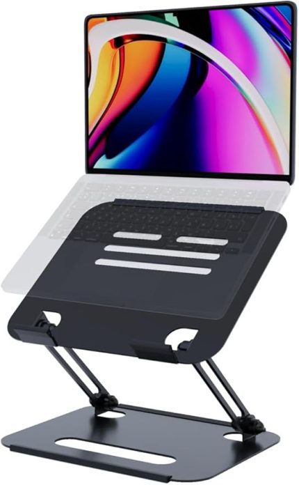 2 Tüm Modellerle Uyumlu Metal Kolay Ayarlanır Katlanabilir Siyah Laptop Standı Yükseltici Laptop Sehpası