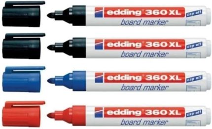 360 Xl Doldurulabilir Beyaz Tahta Kalemi 4 Lü 2 Siyah 1 Kırmızı 1 Mavi