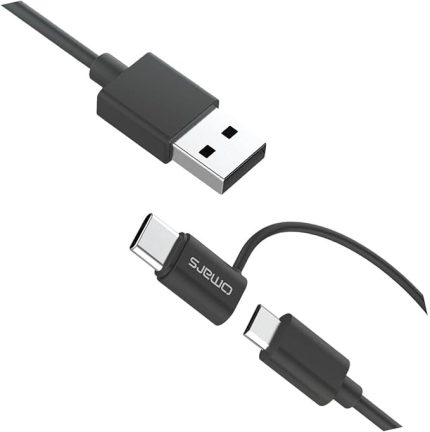 2'si 1 Arada Type-C Micro USB Şarj ve Data Kablosu 1.2 Metre