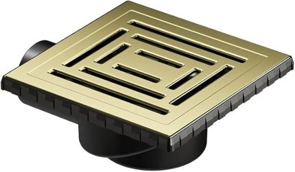 V-Flow Kare 5606981 Duş Kanalı Yandan Çıkışlı DK 800 Kapak Parlak Altın