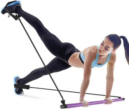 Direnç Bantlı Taşınabilir Pilates Bar Kiti - Kadınlar için Evde Egzersiz Ekipmanları - Yoga Barı ve Pilates Bandı ile Ev Spor Salonunda Tam Vücut Egzersizi