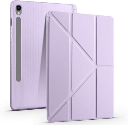 Galaxy Tab S10 Lite ile Uyumlu Kılıf Kalem Bölmeli Tri Folding Katlanabilir Standlı PU Deri Yumuşak Silikon, Tablet Kapak [Akıllı Kapak, Uyku Modlu] - Lila
