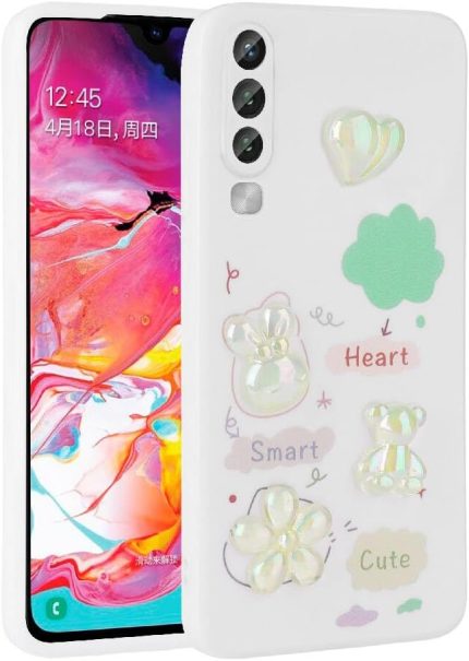 Samsung Galaxy A50 ile Uyumlu Kılıf Beyaz Tan Silikon Kapak (Samsung Galaxy A50 ile Uyumlu, Beyaz)