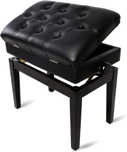 Suni Deri Piyano Taburesi Masif Ahşap Solo Piyano Tezgahı Çocuklar ve Yetişkinler için 10 CM Yüksekliği Ayarlanabilir