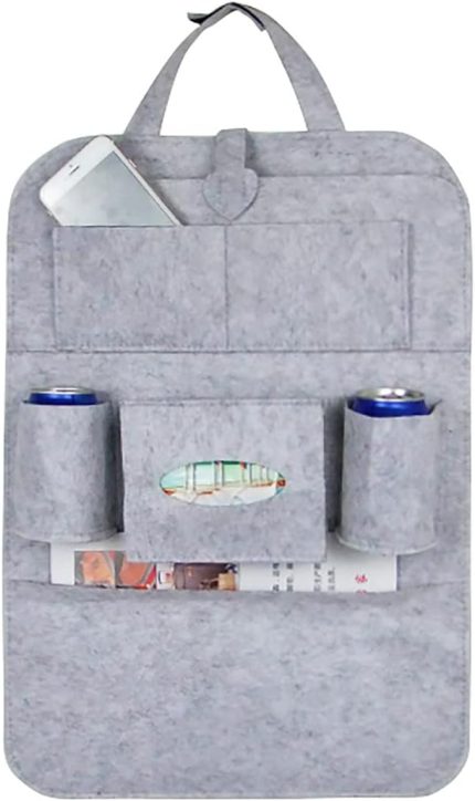 Araba Koltuk Arkası Düzenleme Organizeri Koltuk Arkası Eşya Düzenleyici Oto Kılıf Aksesuarı Koltuk Arkası Keçe Organizer (Gri)