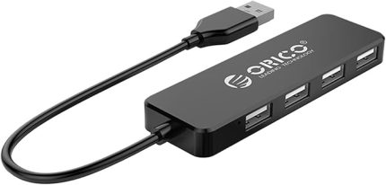 USB-A Hub 4 Ports USB 2.0 Siyah