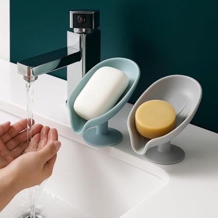 Su Giderli Sabunluk, Yaprak Şeklinde Katı Sabunluk Lavabo Üstü Güçlü Vantuz Özellikli