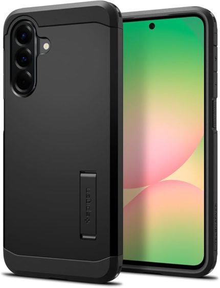 Galaxy A56 ile Uyumlu Kılıf Tough Armor Stand özellikli Çift Katmanlı Zırh Koruma Siyah Kapak - ACS09294 (Spigen TR Garantili)