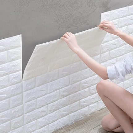 DUVARLAR Kendinden Yapışkanlı Estetik 3D Boyut Duvar Kağıdı Paneli Beyaz (Beyaz)