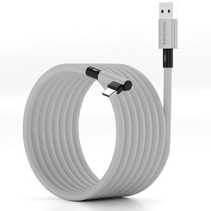 Oculus Quest ile Uyumlu VR Link Kablosu Yüksek Hızlı USB-C PC Bağlantı Kablosu, L Şekilli Konforlu Tasarım, Düşük Gecikmeli VR Oyun Deneyimi 5 Metre EX-1 (USB to Type C)