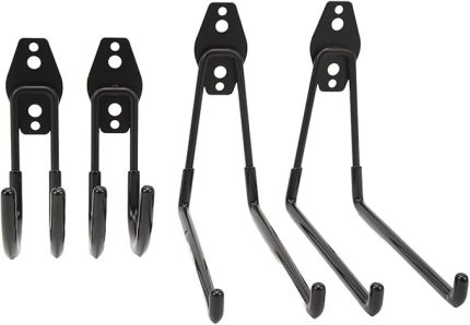4'lü Multi Garaj Kancası Askı Seti, Ağır Hizmet Tipi Garaj Kancaları, Güçlü Metal Düz Uzun ve Oval Kısa Kavisli Garaj Depolama Kancaları 4'lü Set