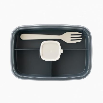 Store Sızdırmaz Lunch Box – 3 Bölmeli Yemek Kabı | Öğle Yemeği Kutusu | Saklama Kabı | BPA İçermez (Gri)