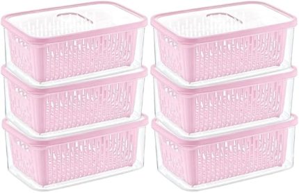 6'lı Süzgeçli Fresh Saklama Kabı Seti 1.6 Lt Plastik Saklama Set 6 Adet