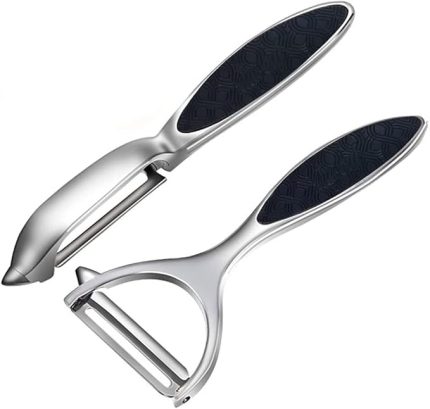 Soyucu Paslanmaz Çelik, Çift Taraflı Bıçak Mutfak için Çok Fonksiyonlu Kesici Dilimleyici, Ergonomik Kaymaz Saplı ve Keskin Bıçaklı, Havuç Patates Kavun Gadget Sebze Meyve için