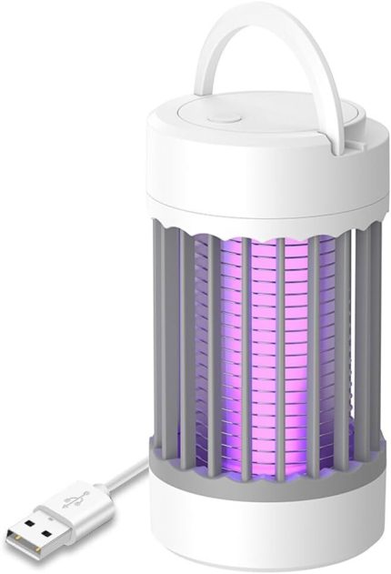 LED Böcek Öldürücü Taşınabilir Elektrikli Sivrisinek Böcek Öldürücü Sinek Zapper Kamp Gece Lambası Ev Açık Kamp Veranda Bahçe Arka Bahçe için 2 Modu,Grey