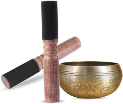 Kasesi Tokmak Ilahi Söyleyen Kase Tokmak Tibet Şarkı Söyleyen Kase Tokmak Şarkı Söyleyen Kase Sopa Budizm Kase Çubuk Budist Kase Tokmak Buda Meditasyon Kasesi Bambu