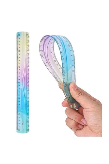 Cetvel 30 Cm Silikonlu Gökkuşağı 1 Adet Flexible Silikonlu Cetvel Büro Okul Sınıf