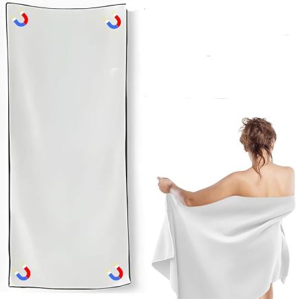 Açık Hava Manyetik Banyo Havlusu, Manyetik Kapatma ve Tokayla Büyük Boy Mikrofiber Hızlı Kuruyan Havlu, Plaj, Havuz, Seyahat, Yoga, Yürüyüş, Kamp için Süper Emici Havlu (Beyaz)