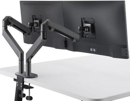 STD7080G 10"-27" Alüminyum Amortisörlü VESA Monitör Tutucu Çift Kol Koyu Gri