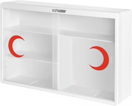 Tıp Ecza Dolabı | 4 Bölmeli | Kırılmaz Cam Kapaklı | Duvara Monte Edilebilir | 45x29x11 cm | İlaç ve İlk Yardım Saklama Dolabı