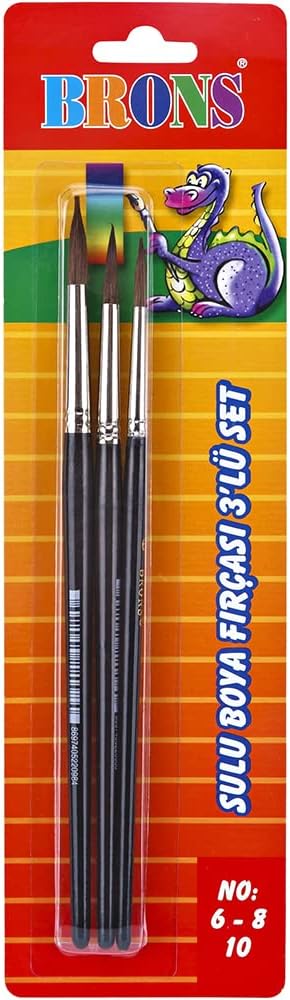 3 Lü Sulu Boya Fırçası Seti 6-8-10 Numara (BR-245)