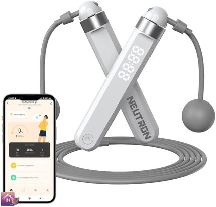 Akıllı Bluetooth Atlama İpi - Egzersiz Atlama İpi - Akıllı Atlama İpi, Ayarlanabilir Kablolu nane Askısız Top Bluetooth Destekli Akıllı Atlama İpi -Kalori Hesaplama App Ile Kontrol RC1, Neutron