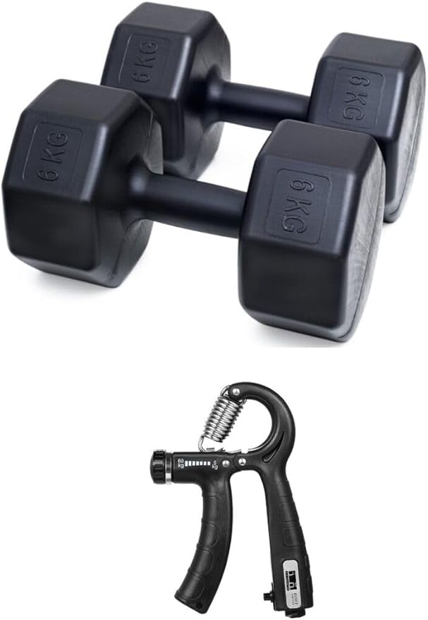 PS SPOR 6 KG DAMBIL X 2 ADET = 12 KG + SAYAÇLI AYARLANABİLİR EL YAYI SİYAH