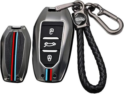 Anahtar kılıfı Peugeot 308 408 508 2008 3008 4008 5008 Citroen C4 C6 C3-XR Picasso Grand DS5 Opel metal araba anahtarı kılıfı anahtarlık koruyucu kılıf anahtar kılıfı A siyah