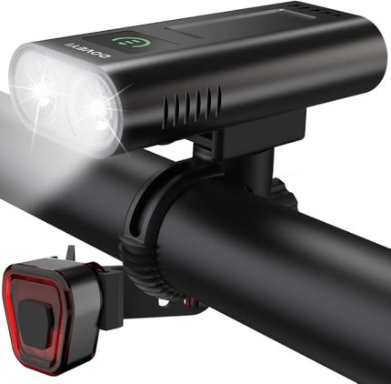 Bisiklet Işıkları Seti USB Şarj Edilebilir 6400mAh Bisiklet Işığı Ön ve Siyah Süper Parlak 2400 Lümen LED Bisiklet Işıkları ve Reflektörler Su Geçirmez IPX5 Yol ve Dağ Farı