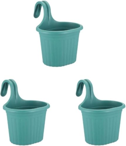 Askılı Balkon Saksıları, 22,2 cm, 3 Litre, 3 Adet Yeşil