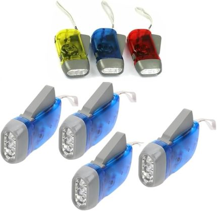 Dinamolu Kendinden Şarjlı Pilsiz Krank El Feneri, Çok Amaçlı Doğa, Spor, Deprem, Acil Durum Işığı, Elle Basmalı Şarj Edilebilen - Renk Asorti (4 ADET)