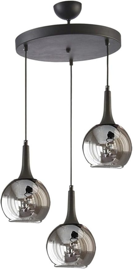 Avize Fred Modern Dekoratif Siyah Renk Füme Camlı Sarkıt Salon - Mutfak - Yatak Odası 3 Lü Avize