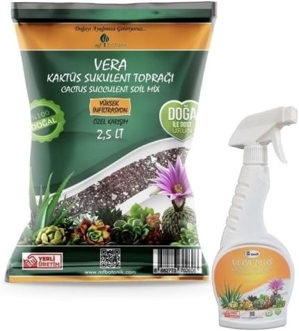Botanik Kaktüs Sukulent 2 Li Bakım Seti - Kaktüs Toprağı Ve Vitamin Besini