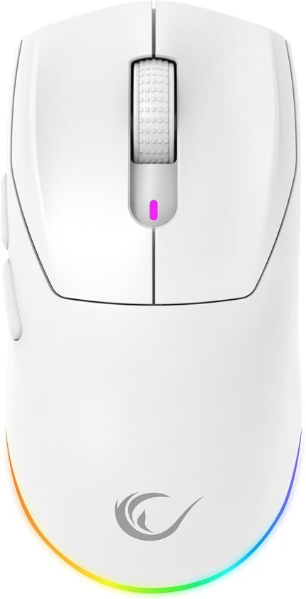 PROTE M5 PRO Kablosuz Beyaz RGB Ledli Şarjlı 26000 DPI 3395 Sensor Gaming Oyuncu Mouse