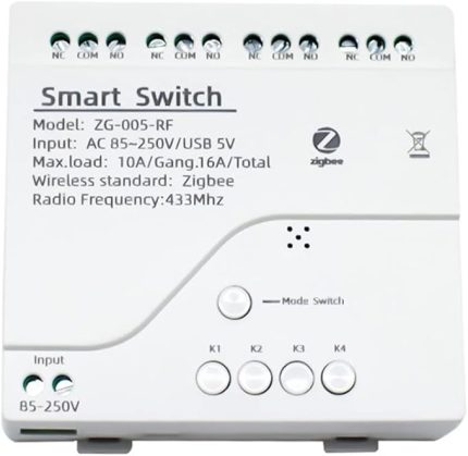 4CH Zigbee Akıllı Işık Anahtarı Modülü AC 85-250V RF433 10A Röleleri Alma Asistanı ile Çalışmak, Tuya Akıllı Yaşam