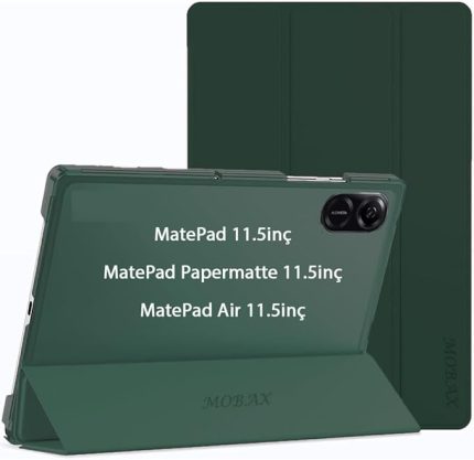 MatePad Air 11.5 inç ile uyumlu Kılıf PU Deri Smart Standlı Case Koyu Yeşil