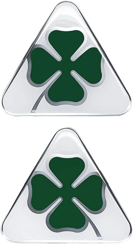 Romeo 21841 3D Çıkartma 2 Dört Yapraklı Yonca DX+SX, Yeşil ve Beyaz, 2'li Set, 10 cm, 95 mm x 85 mm