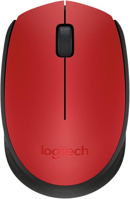 M171 Kablosuz Mouse, PC, Mac, Dizüstü Bilgisayar için, 2,4 GHz, USB Mini Alıcılı, Optik İzleme, 12 Aylık Pil Ömrü, Sağ ve Sol Elle Kullanıma Uygun, Kırmızı
